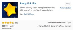 Pretty Link Lite eines der besten WordPress Plugins für cloaken und tracken von Affiliate Links