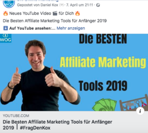 Wie-Online-Geldverdienen.de, Affiliate Marketing ohne Webseite mit YouTube, YouTube Video verbreiten Facebook