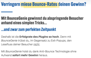 Wie-Online-Geldverdienen.de, Affiliate Marketing Einnahmen steigern mit Bounce Genie, Weshalb Bounce Genie für Affiliate Marketing geeignet ist